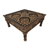 Indian Antique Brass Work Solid Wood Coffee Table C44